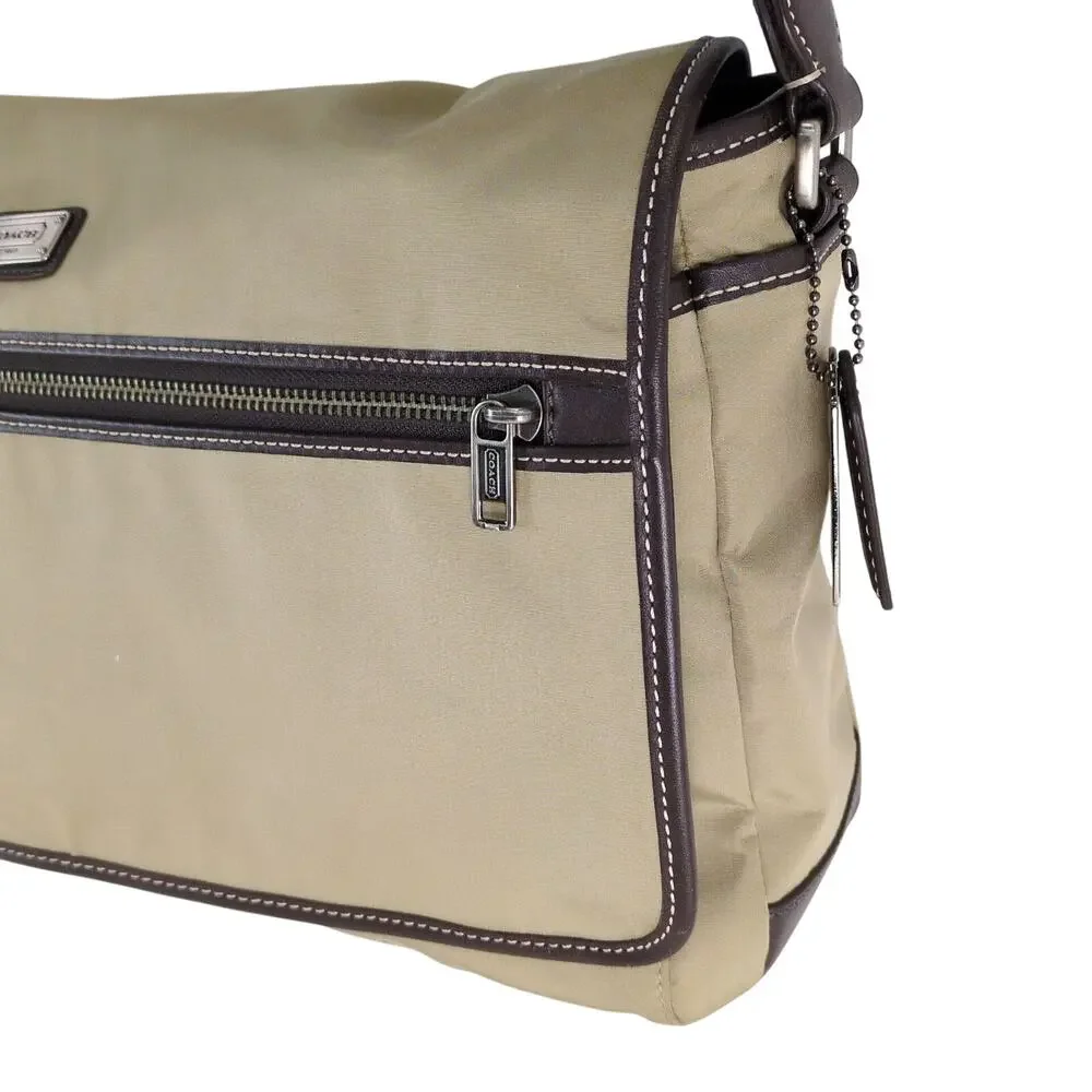 Coach Tan Nylon Messenger Bag‎ F70355 Brown Leather Trim Crossbody 2012 Unisex